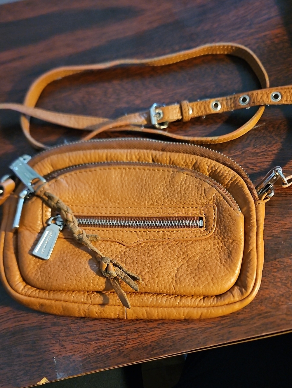 Rebecca Minkoff Tan Leather Pebbled Crossbody Bag